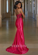 Sexy Sweetheart Stapless Sheer Long Trumpet Evening Dress Party Gown