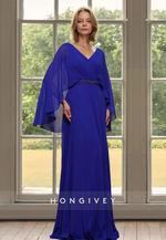 Chiffon Plus Size Long Sleeves Mother of the Bride Wedding Guest Dress