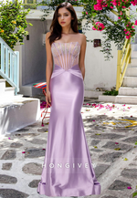 Sexy Bateau Lilac Satin Sheath Strapless Formal Evening Dress 2025