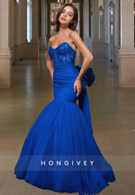 Stunning Sweetheart Bow Mermaid Evening Dress Sexy Applique Formal Gown 2025