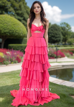 Formal Tiered Tulle Long Evening Dress Homecoming Quinceanera Ball Gown