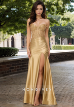 Gold Lace Applique Off-Shoulder Evening Dress Formal Party Wedding Guest Gown