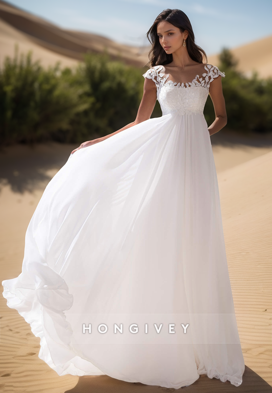 A-Line Sweetheart Lace appliques Simple Beach  Wedding Dresses