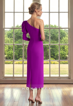 Satin Fitted One Shoulder Empire Mother of the Bride Dress