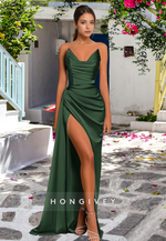 HONGIVEY V-Neck Strapless Ruched Evening Dress Classic Simple Formal Party Gown