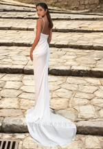 H0945 - Sparkly Beaded Fringe With Train And Slit Long Wedding Dress