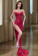 L1224 - Sparkly Sexy Mermaid With Train And Slit Evening Prom Party Formal Dress