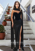 Sexy Velvet Black Cap Sleeves Long Evening Dress Formal Party Gown 2025 HONGIVEY