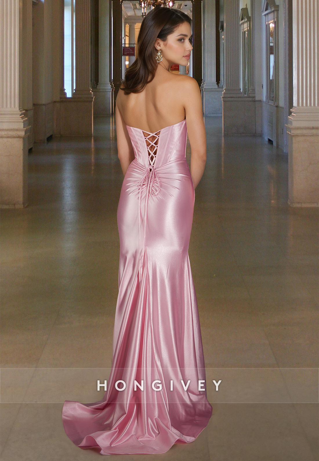 Hot Sheath with Slit Strapless Formal Evening Dress 2025 Party Gown HONGIVEY