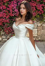 Chic Satin A-Line Off-Shoulder Sleeveless Wedding Dress