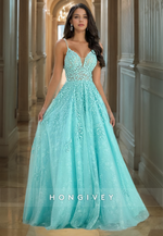 Applique Straps A-Line Tulle Prom Dress 2025 New Party Gown Ball Gown HONGIVEY