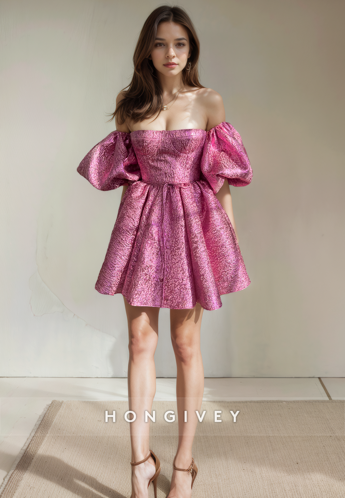 Chic A-Line Puff Sleeves Empire Short Party Homecoming Dress