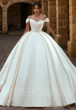 Chic Satin A-Line Off-Shoulder Sleeveless Wedding Dress