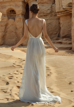 Chiffon A-Line Spaghetti Straps Sweetheart With Side Slit Beach Wedding Dress