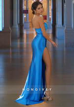 Classic Strapless Satin Formal Party Dresses Sleeveless Zipper Back Evening Prom Gown