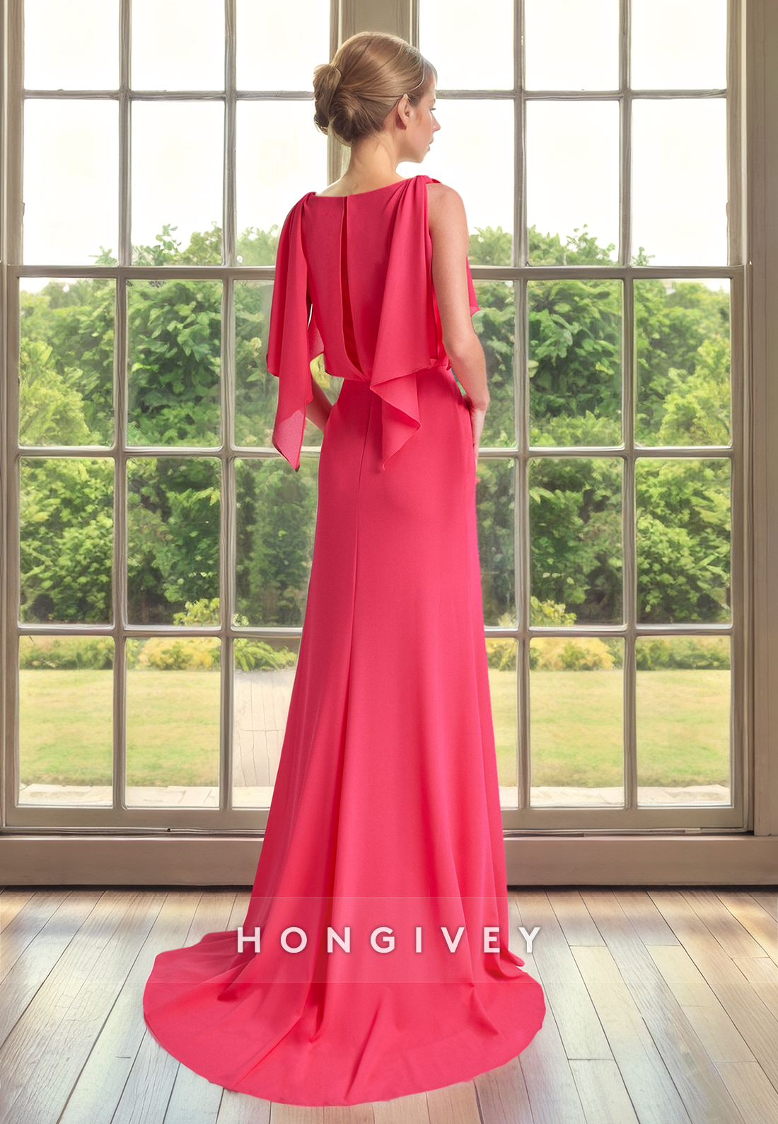 Chic Chiffon A-Line V-Neck Empire Mother of the Bride Dress