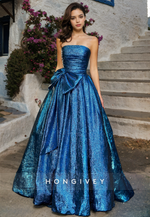 HONGIVEY Special Blue Prom Dress Strapless A-Line 2025 New Floor-Length Evening Dress