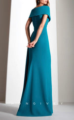 HM174 - Sexy Satin Trumpet Off-Shoulder Empire Appliques Ruched Belt Mother of the Bride Dress