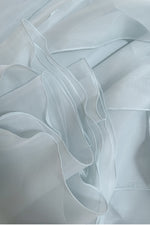 Halter Light Blue Ruffle Tiered Long Dress with Rosette