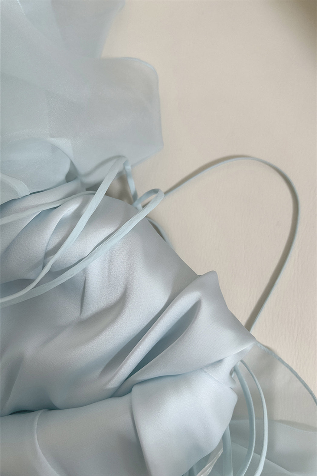 Halter Light Blue Ruffle Tiered Long Dress with Rosette