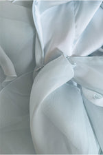 Halter Light Blue Ruffle Tiered Long Dress with Rosette