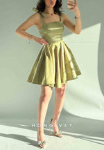 A-Line Sleeveless Tie Back Regular Straps Short Homecoming Dresses With Bowknots