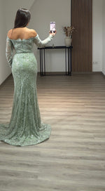 Elegant Floor-Length Off the Shoulder Trumpet Evening Gowns with Corset