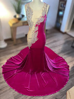 Sparkle Applique Sleeveless Mermaid Floor-Length Prom Dress