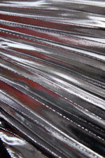 Stylish Plain One-Shoulder Evening Dress with Metallic Pleated