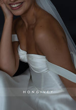 Sweetheart A-Line Sweetheart Tea-Length Off the Shoulder Satin Wedding Dresses