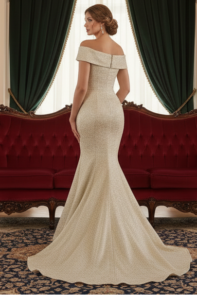 Off the Shoulder Sleeveless Flowers Mermaid Evening Dress