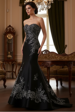 Applique Sleeveless Mermaid Evening Dress
