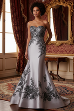Applique Sleeveless Mermaid Evening Dress