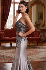 Applique Sleeveless Mermaid Evening Dress Floor-Length