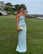 Sexy Halter Blue Sheath Prom Dress Long Evening Dress Bridesmaid Dress