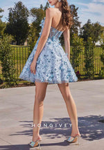Off the Shoulder A-Line Appliqued Pleated Mini Homecoming Dress with Short Sleeves