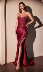 Strapless Long Corset Prom Dress: Ladivine KV1116