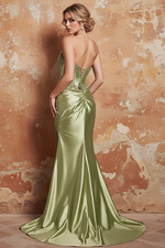 Strapless Long Corset Sheer Mermaid Prom Dress