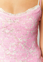 Lace Spaghetti Straps Sheath Pink And White Lace Mini Homecoming Dress