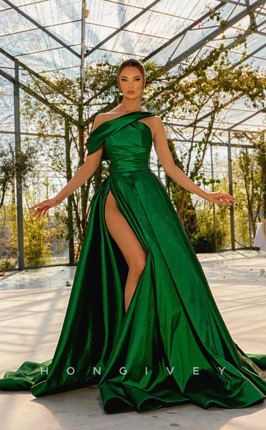 L0927 - Couture Trumpet With High Slit And Train Evening Party Prom Long Dress