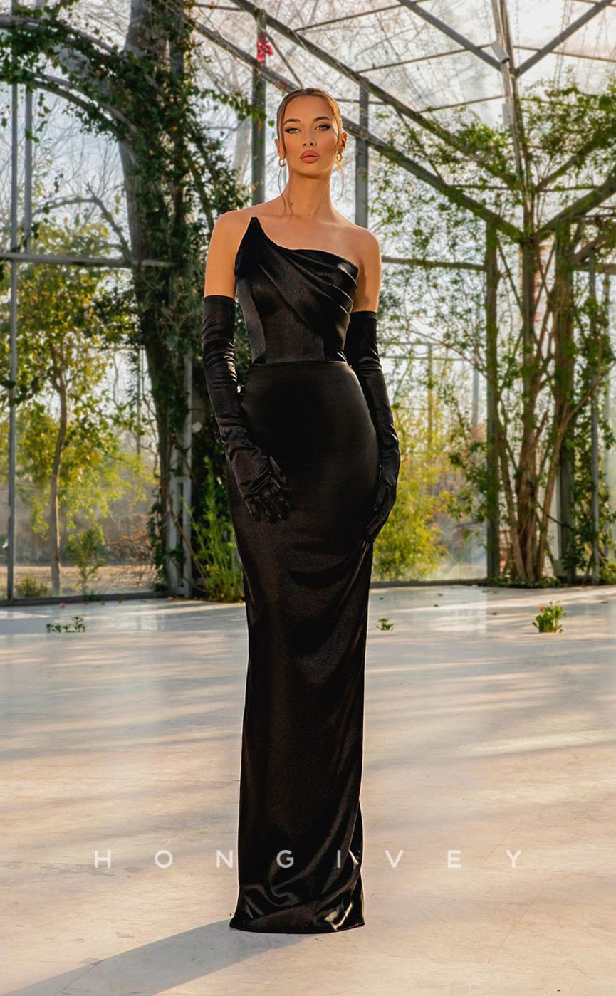 L0987  - Couture Asymmetrical Draped Mermaid Prom Evening Party Formal Dress