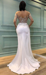 L0992 - Sparkly Ornate Crystal Beaded Illusion With Train And Slit Prom Evening Party Formal Dress