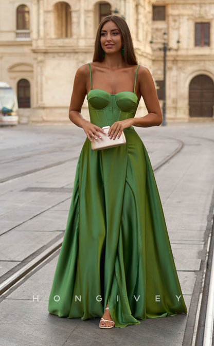 L1019 - Couture Simple Lace-Up Back With Train Formal Party Evening Prom Dress