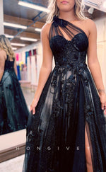 L1060 - Sparkly Sheer Floral Embossed With Train And Slit Evening Formal Party Prom Dress