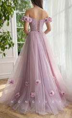 L1070 - Sweet Floral Embossed Lace-Up Back With Train And Slit Party Prom Evening Formal Dress