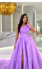 L1104 - Ornate Asymmetrical With Train Princess Formal Party Prom Evening Dress