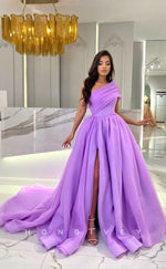 L1104 - Ornate Asymmetrical With Train Princess Formal Party Prom Evening Dress