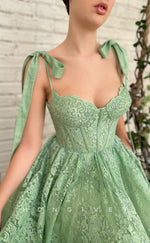 L1198 - Sweet Fully Floral Lace Tiered Party Prom Evening Formal Dress