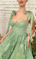 L1198 - Sweet Fully Floral Lace Tiered Party Prom Evening Formal Dress