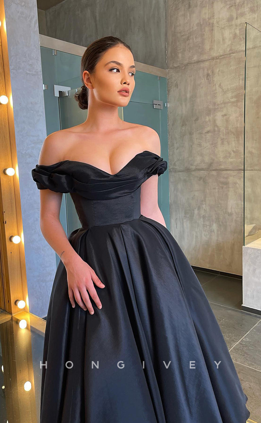 L1215 - Couture Simple Off-Shoulder Waist Princess Prom Formal Evening Party Dress